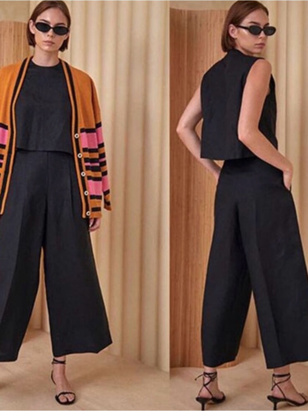Hunter Bell Cunningham Pant Onyx Black Wide Leg Size 8